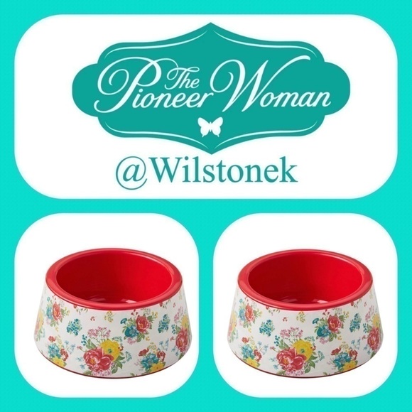 The Pioneer Woman set of 2 Fancy Flowers 14-Ounce Melamine Pet Bowl: - Picture 1 of 5